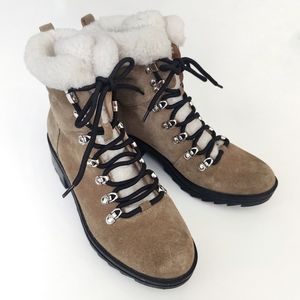 Marc Fisher Brylee Sherpa Ankle Boots Shearling 9 M